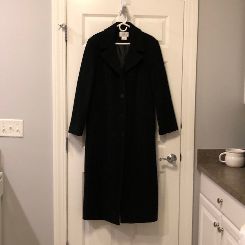 Full length black wool coat
